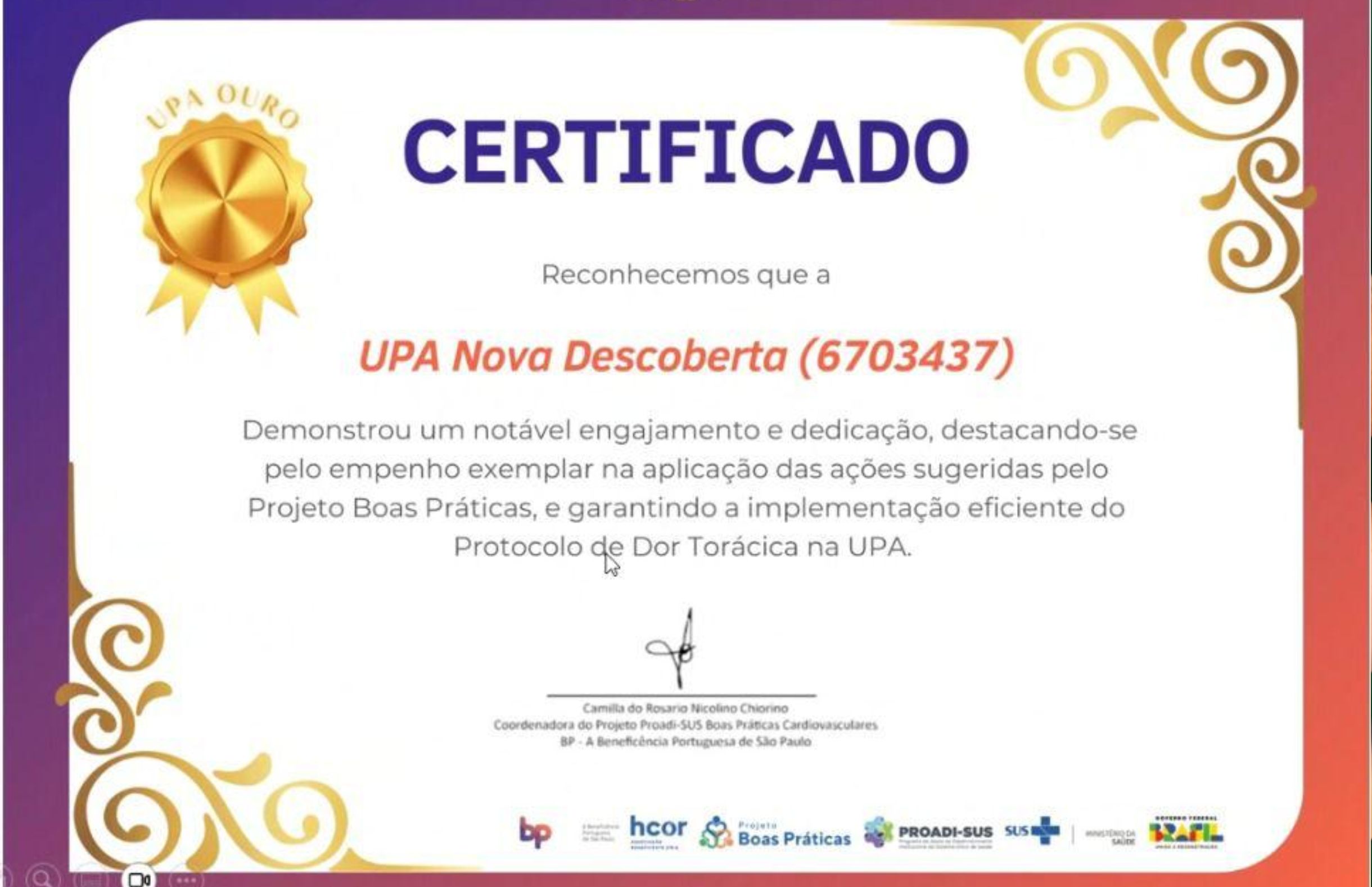 UPA Nova Descoberta é a primeira no estado a receber certificação Ouro pela implantação de protocolo de Dor  Torácica- IAM